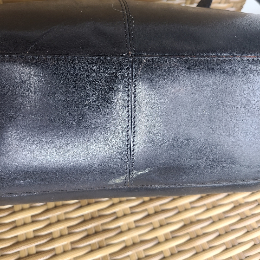 Hobo International Smooth Black Leather Satchel Bag Classic Design Organizer - Picture 10 of 16